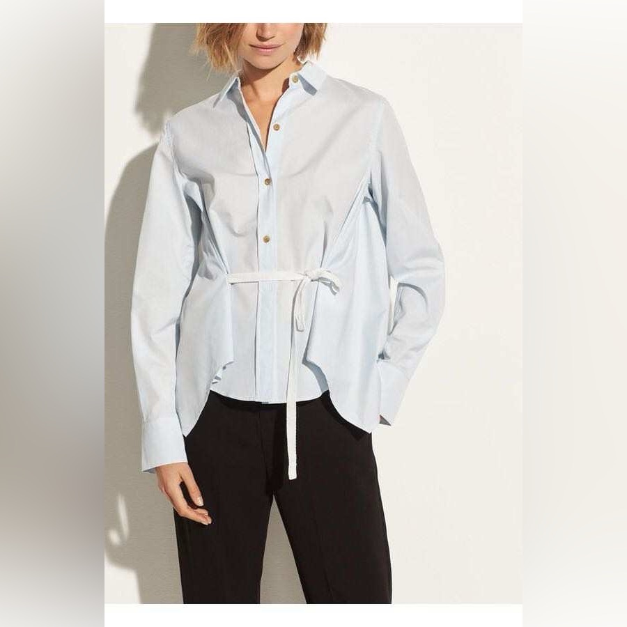 Nwt Vince Tie Front Cotton Blouse
